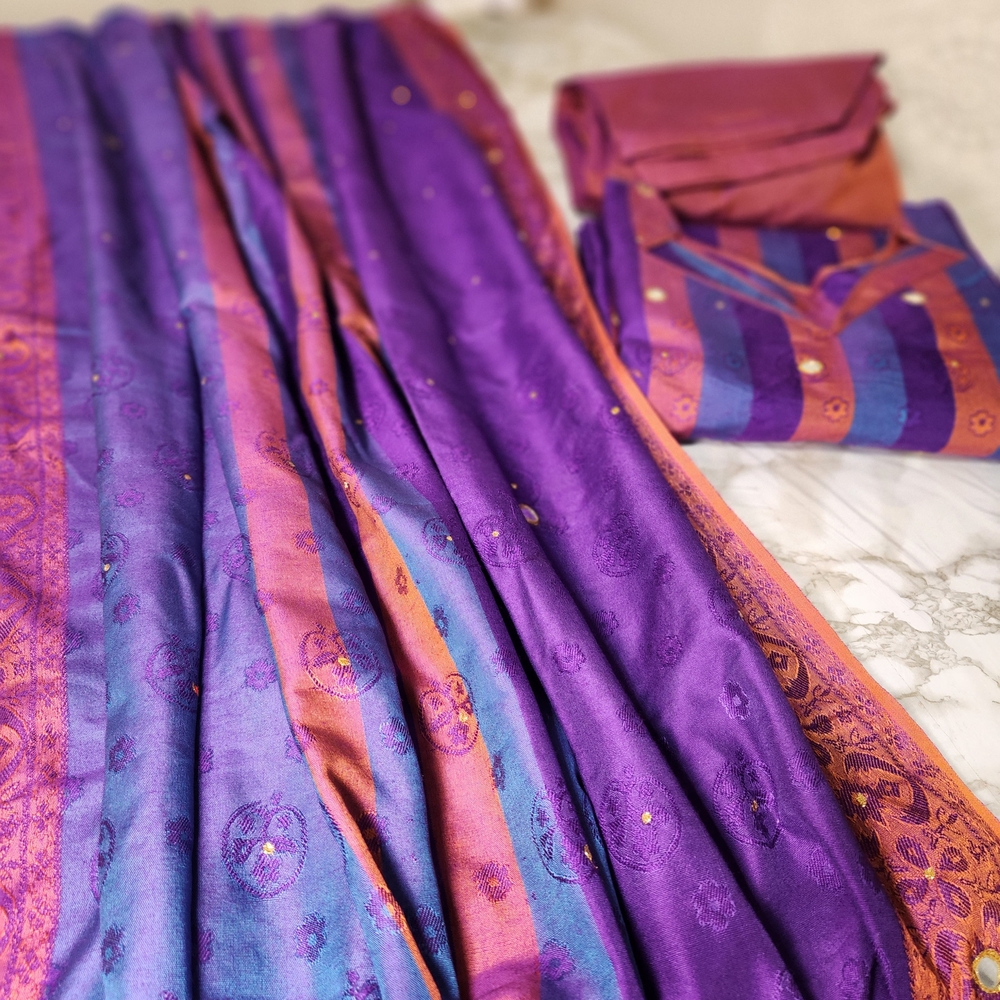 Vibrant Purple and Orange Dress 3 Piece Set